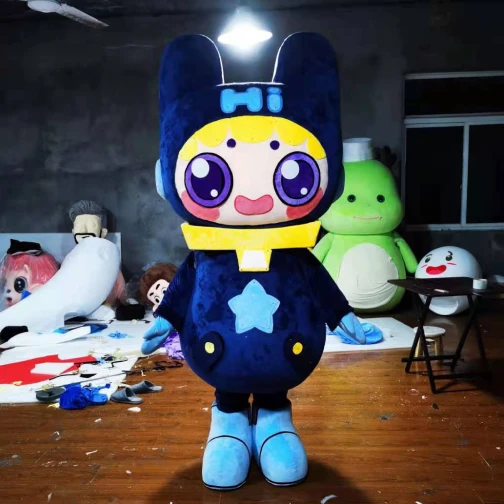 Maris Custom Dark Blue Star Mascot Costume - Promotional Character Suit