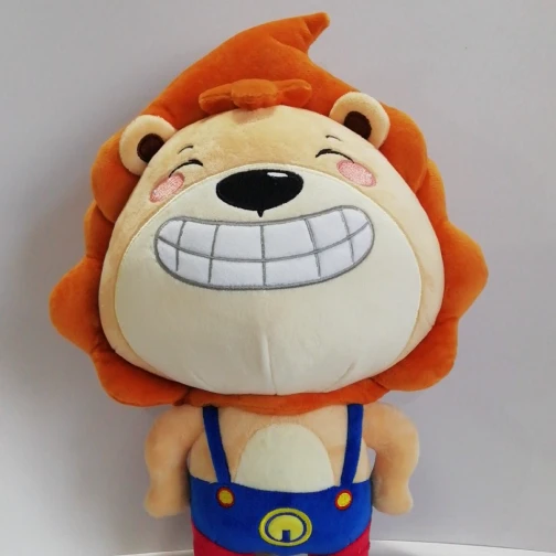 Maris Custom Orange Lion Plush in Overalls - Cheerful Stuffed Lion Toy