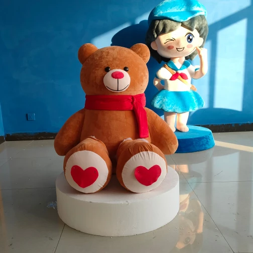 Maris Custom Brown Teddy Bear Plush Mascot with Red Scarf - Brand Character