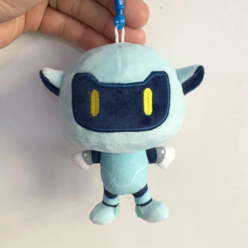 Maris Light Blue Robot Plush Keychain - Cute Robot Character Stuffed Hanging Toy
