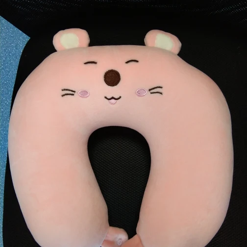 Maris Custom Pink Bear Plush U Neck Pillow - Cute Bear Stuffed Neck Support Pillow