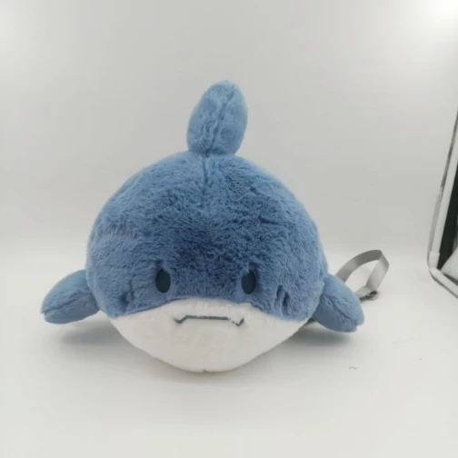 Maris Custom Dark Blue Shark Plush Bag - Cute Shark Stuffed Bag