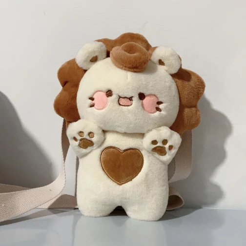 Maris Custom White Lion Plush Bag - Cute Lion Character Stuffed Bag