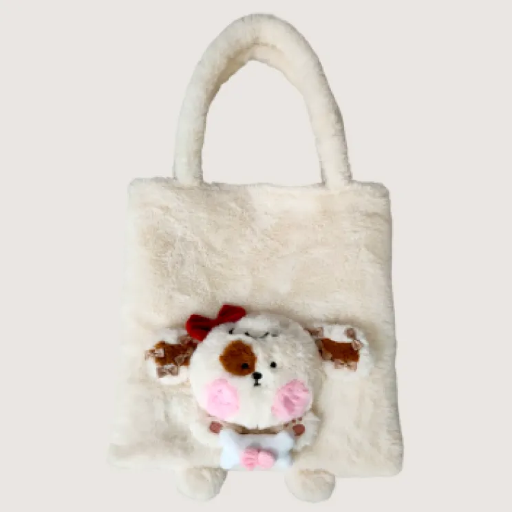 custom plush tote bag with soft fabric surface