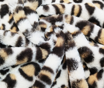 Printed rabbit fur long pile plush fabric