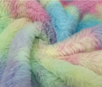 Tie-dye rabbit fur long pile plush fabric