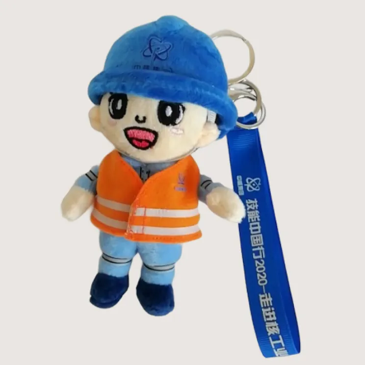 custom character plush keychain with lobster clasp