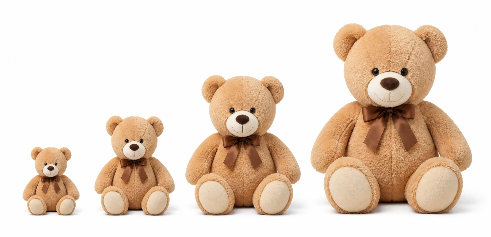Custom teddy bear size comparison from miniature to giant